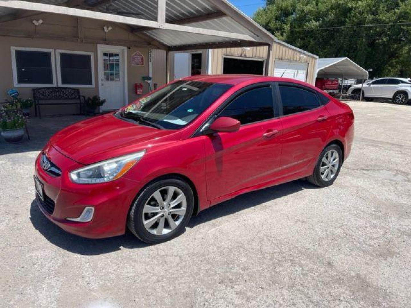 2014 RED HYUNDAI ACCENT GLS (KMHCU4AE8EU) with an 1.6L engine, Automatic transmission, located at 124 Elm St., Cibolo, TX, 78108, (210) 658-3118, 29.559427, -98.232384 - Photo#0