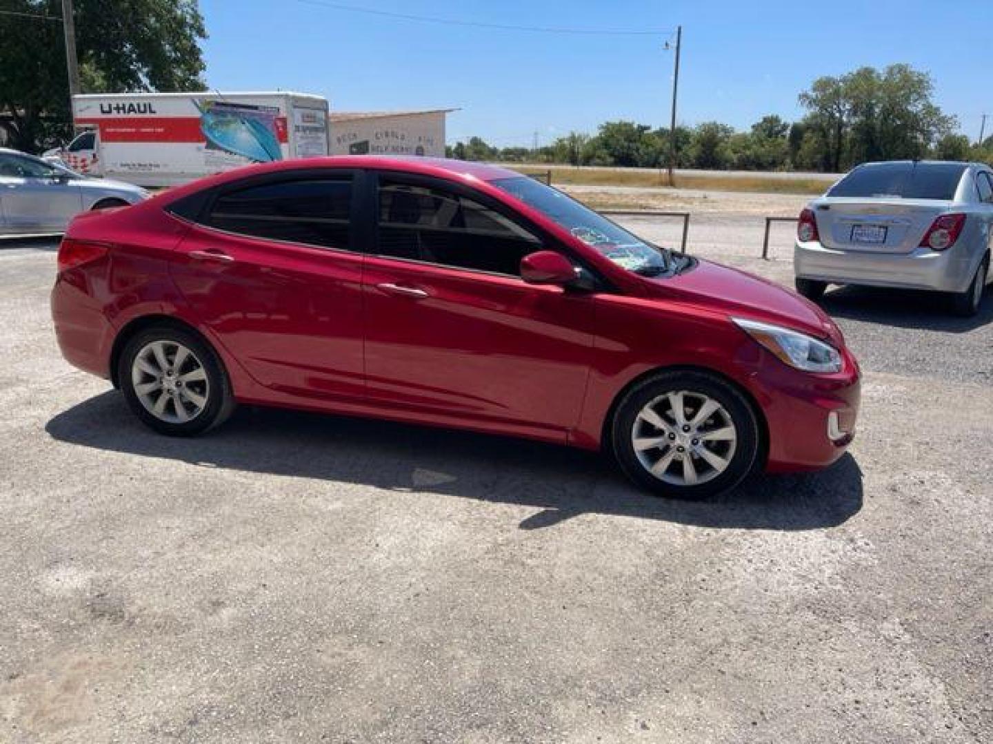 2014 RED HYUNDAI ACCENT GLS (KMHCU4AE8EU) with an 1.6L engine, Automatic transmission, located at 124 Elm St., Cibolo, TX, 78108, (210) 658-3118, 29.559427, -98.232384 - Photo#6