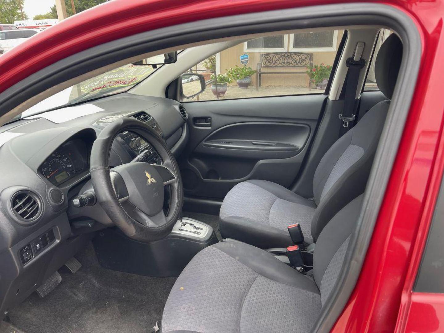 2017 RED MITSUBISHI MIRAGE ES (ML32A3HJ5HH) with an 1.2L engine, Automatic transmission, located at 124 Elm St., Cibolo, TX, 78108, (210) 658-3118, 29.559427, -98.232384 - Photo#1